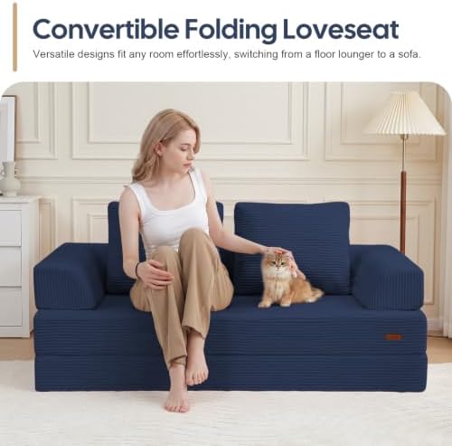 COMAX Convertible Futon Sofa Bed, 59" Folding Boneless Loveseat Small Couch