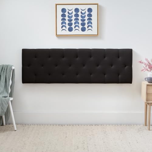 Lucid Mid-Rise Upholstered Headboard - Diamond Tufted - Padded Polyester - Adjustable Height from 34” to 46” - Easy Assembly - Bed Frame or Wall Mount - Sturdy - Black - King / Cal King Size