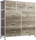 WLIVE Tall Dresser for Bedroom, 9 Drawer Chest of Drawers, Greige