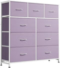 WLIVE Tall Dresser for Bedroom, 9 Drawer Chest of Drawers, Purple