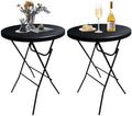 GUAGUA 32inch Folding Cocktail Tables, Bar Height, 2 Pack, Black