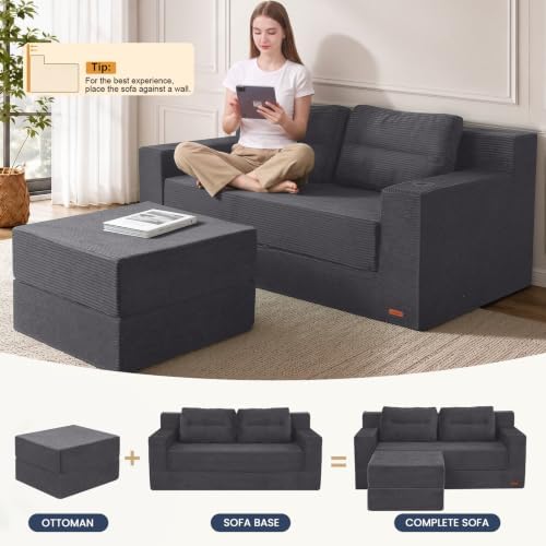 COMAX Futon Sofa Bed, Convertible Sofa Bed, Folding Boneless Couches