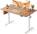 FEZIBO Standing Desk 63 × 28 Inch Electric Height Adjustable, Light Rustic