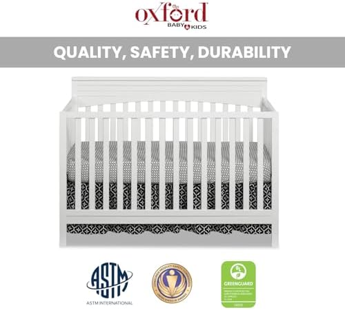 Oxford Baby Harper 4-in-1 Convertible Crib, Snow White, GreenGuard Gold Certified