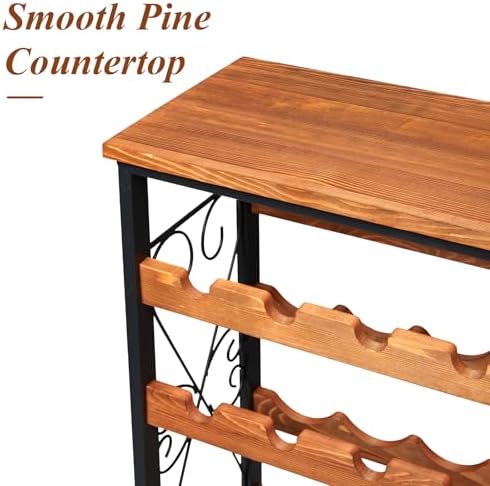 Sonyabecca 48 Bottle Wine Rack Freestanding Floor with Wood Top,8-Tier Wine Storage Shelf with Serving Station, Wine Holder for Kitchen, Bar, Dining Room, Home Bar Cabinet for Wine Bottles, No Wobble
