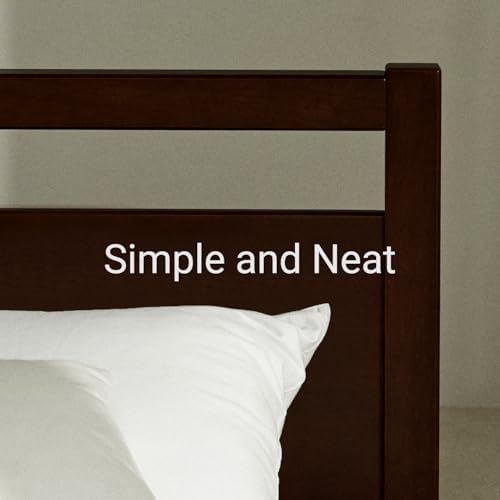LIFEMENT Signature Wood Platform Bed Frame with Headboard, Essential, Noise Free, Under Bed Storage, No Box Spring Needed, Easy Assembly (Walnut, Queen (U.S. Standard))