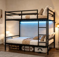 Bellemave Twin Over Twin Bunk Beds, Metal Bunk Bed Frame with Ladder and Guardrail for Kids, Adults, Black