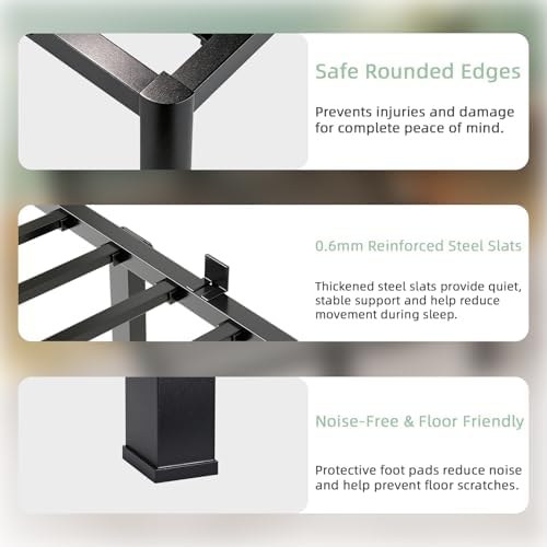 Twin Bed Frame, 14 Inch Heavy Duty Steel Platform, Noise-Free