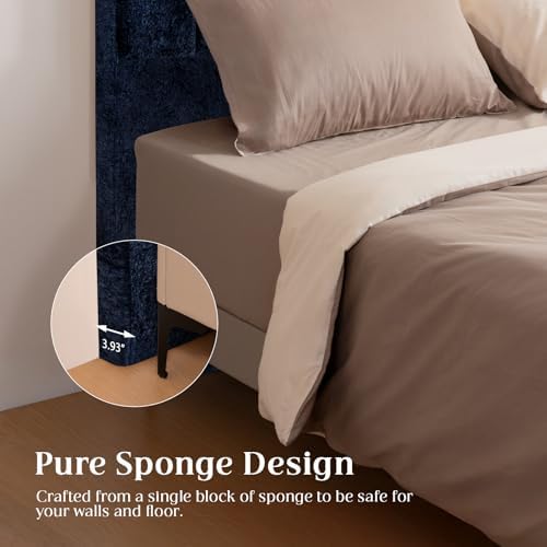 Twin Headboard, Blue Upholstered Headboard for Bed, No Assembly