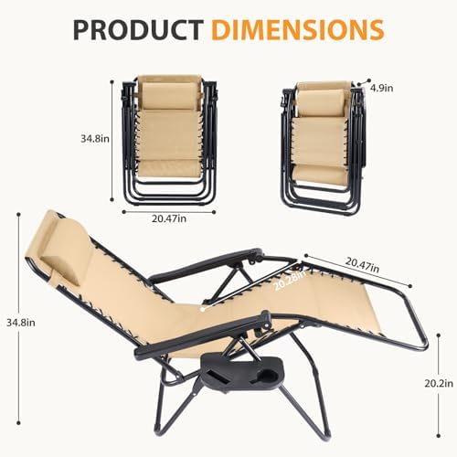 NEWBULIG Zero Gravity Chairs Set of 2, Folding Lounge Recliner Chair