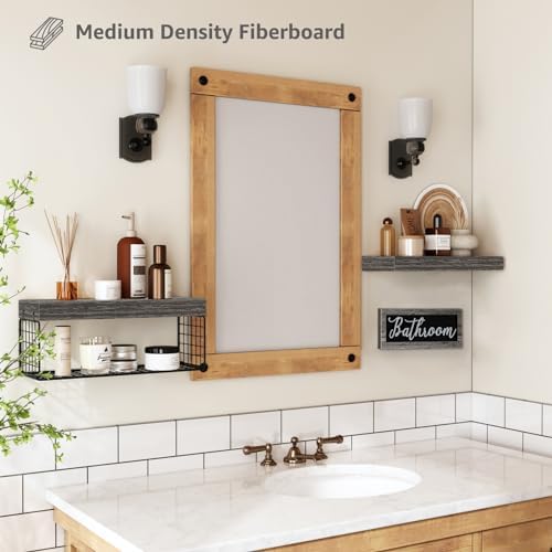 QEEIG ‎Bathroom Shelves with Decor Sign (Grey, 15.7")