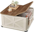 VASAGLE Farmhouse Coffee Table with Storage, Flip-Top Lids