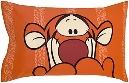 Disney Winnie The Pooh Funny Friends Aqua, Gold, Blue and Orange, Tigger, Eeyore and Piglet 4 Piece Toddler Bed Set - Comforter, Fitted Bottom Sheet, Flat Top Sheet, and Reversible Pillowcase