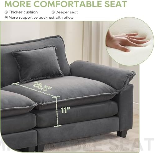 Oprisen 53" Modular Sectional Sofa, Comfy Deep Cloud Couch with Ottoman