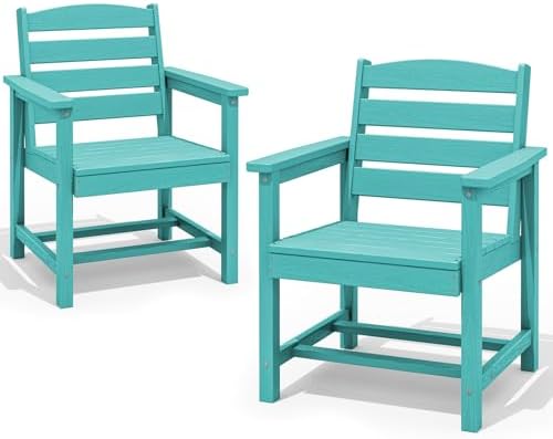 SERWALL Patio Dining Chair Set of 2,All Weather HDPE Dining Chair, Aruba