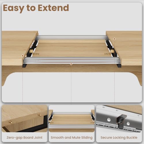 GarveeHome Rectangular 63"-82.7" Extendable Dining Table with Round Corner