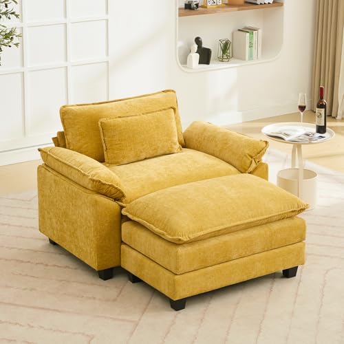 Oprisen 53" Modular Sectional Sofa, Comfy Deep Cloud Couch with Ottoman