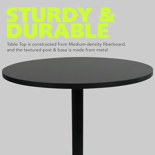 Pearington Santina, Single Round Cocktail Bar, Pub, and Bistro High Top Table with Black Top and Base