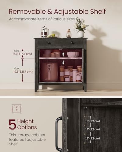 VASAGLE Buffet Cabinet, Coffee Bar with a Drawer, Adjustable Shelf