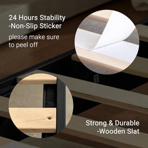 LIFEMENT King Bed Frame Signature Wood Platform, Noise Free, Under Bed Storage, No Box Spring Needed, Easy Assembly, Black