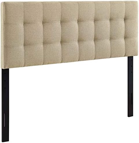 Modway Lily Tufted Linen Fabric Upholstered King Headboard in Beige