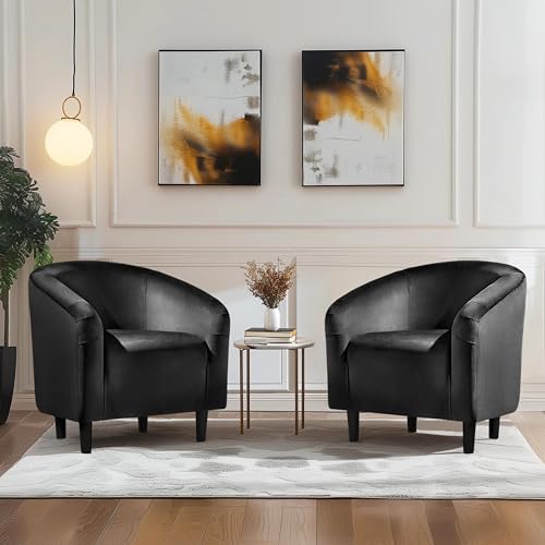 Yaheetech Compact Velvet Accent Chairs Set of 2 for Small Spaces, Black