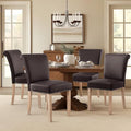 CHUN YI Dining Chairs Set of 4, Faux Leather Dining Room Chairs, Upholstered Modern Kitchen Parsons Chairs for Dining Room with Sturdy Wood Legs, Vintage Brown
