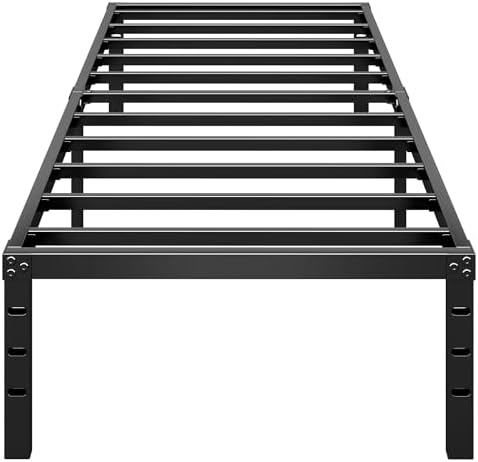 HLIPHA Metal Platform Bed Frame 14 Inch Tall Bed No Box Spring Needed,Twin Size Bed with Sturdy Slat Support,Easy to Assemble,Black
