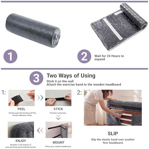 Seang Twin Size Upholstered Headboard, 24" Height Soft Breathable Corduroy Fabric Wall Mounted Headboards for Bedroom & Dorm, Peel & Stick Bed Backboard, No Nails & No Assembly Required, Dark Gray
