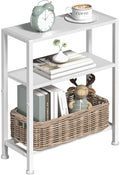 Narrow Side Table for Small Space, 2-Tier Small End Table with Shelf Holder, Slim Nightstand, Skinny Snack Couch Table in Living Room, Bedroom, Study, Kitchen and Balcony (White)