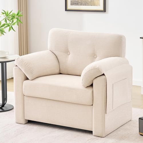 Howjoe Accent Chair for Living Room, Oversized Reading Armchair, Lvory