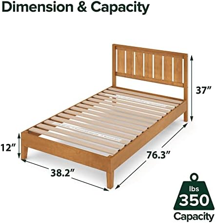 Zinus Alexis Deluxe Wood Platform Bed Frame with Headboard, Twin