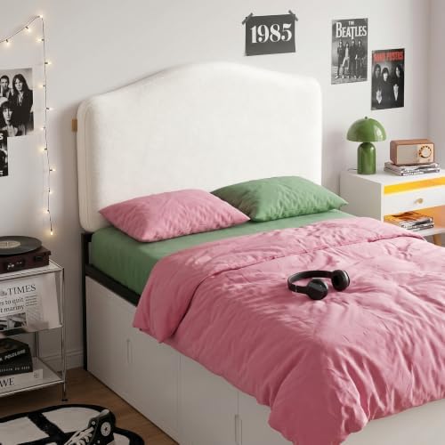 Pinmoco Twin Upholstered Headboard, Height Adjustable Velvet, Ivory