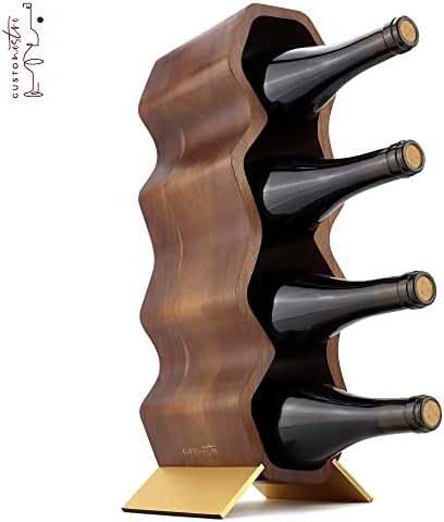 Gusto Nostro Wood Wine Rack, 7 Bottle, 2 Tier Wooden Countertop Free Standing Shelf - Bottle Holder Stand for Home Bar Tabletop, Cabinet Inserts, Kitchen, Wine Cellar Storage (Acacia)