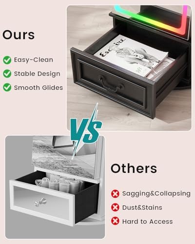 Vlsrka LED Mirror Jewelry Cabinet with Lights, 360° Swivel, Black | Lockable Mirror with Storage, Standing Jewelry Armoire Organizer, Touch Screen, RGB Modes for Bedroom, Gift for Women
