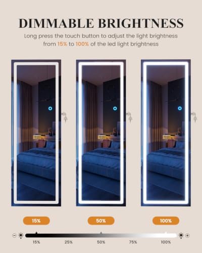 LVSOMT 42.5" Wall Mounted Jewelry Organzier with LED Mirror, Wood | Lockable Jewelry Cabinet for 30 Ring Slots, 96 Earring and 20 Necklace Hooks, Gift for Women, Girls