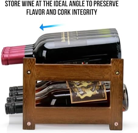 Bamboo Wine Rack, 2-Tier 8 Bottles Wine Storage Cabinet Shelf