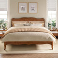 PHI VILLA Solid Wood Queen Bed Frame with Adjustable Headboard