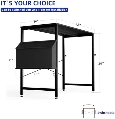 Pamray 32 Inch Computer Desk for Small Spaces with Storage Bag, Home Office Work Desk with Headphone Hook, Small Study Writing Table