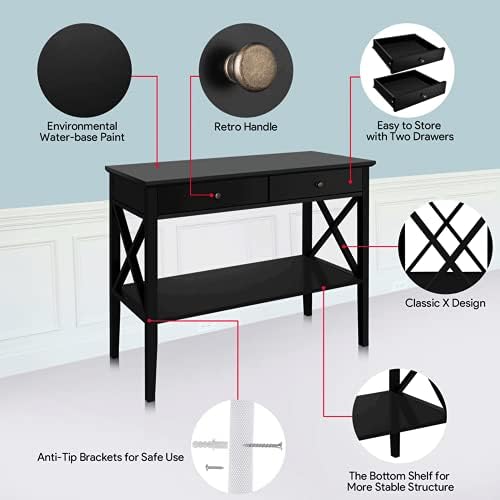ChooChoo 39" Entryway Table with Drawers and Storage Shelf