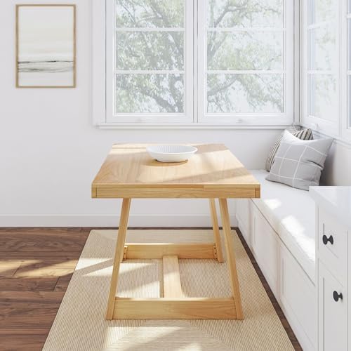 Plank+Beam Classic 48 Inch Dining Table, Rectangular, Blonde Wirebrush