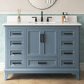 48 Inch Bathroom Vanity with Sink, Modern Steel Blue Bathroom Vanities with Soft Closing Doors & Dovetail Drawers, Quartz Countertop, No Assembly Required