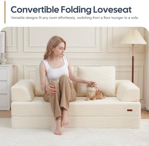 COMAX Convertible Futon Sofa Bed, 59" Folding Boneless Loveseat Small Couch