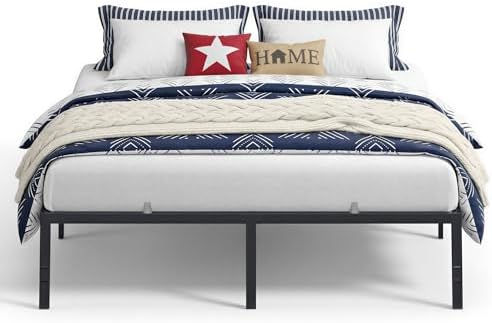 VASAGLE King Metal Bed Frame, 18 Inches Tall, 1100 lb Weight Capacity