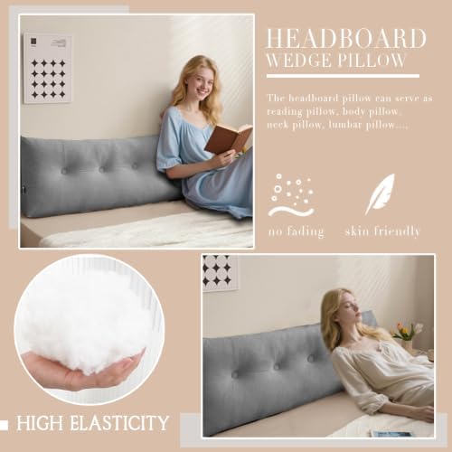 Wedge Headboard Pillow Twin XL, College Dorm Essentials Bed Reading