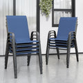 Stackable Patio Chairs Set of 8, Navy
