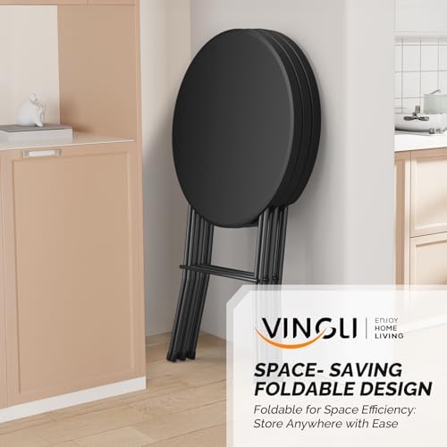 VINGLI 32" Cocktail Table, Folding Round Table Bar Height, High Top Table