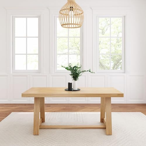 Plank+Beam Classic 72 Inch Dining Table, Rectangular, Blonde Wirebrush