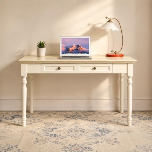 Beige Writing Desks with Drawers, 47" French Country Style