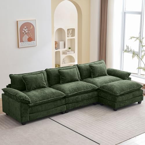 Oprisen 120" Modular Sectional Sofa, Comfy Deep Cloud Couch with Ottoman